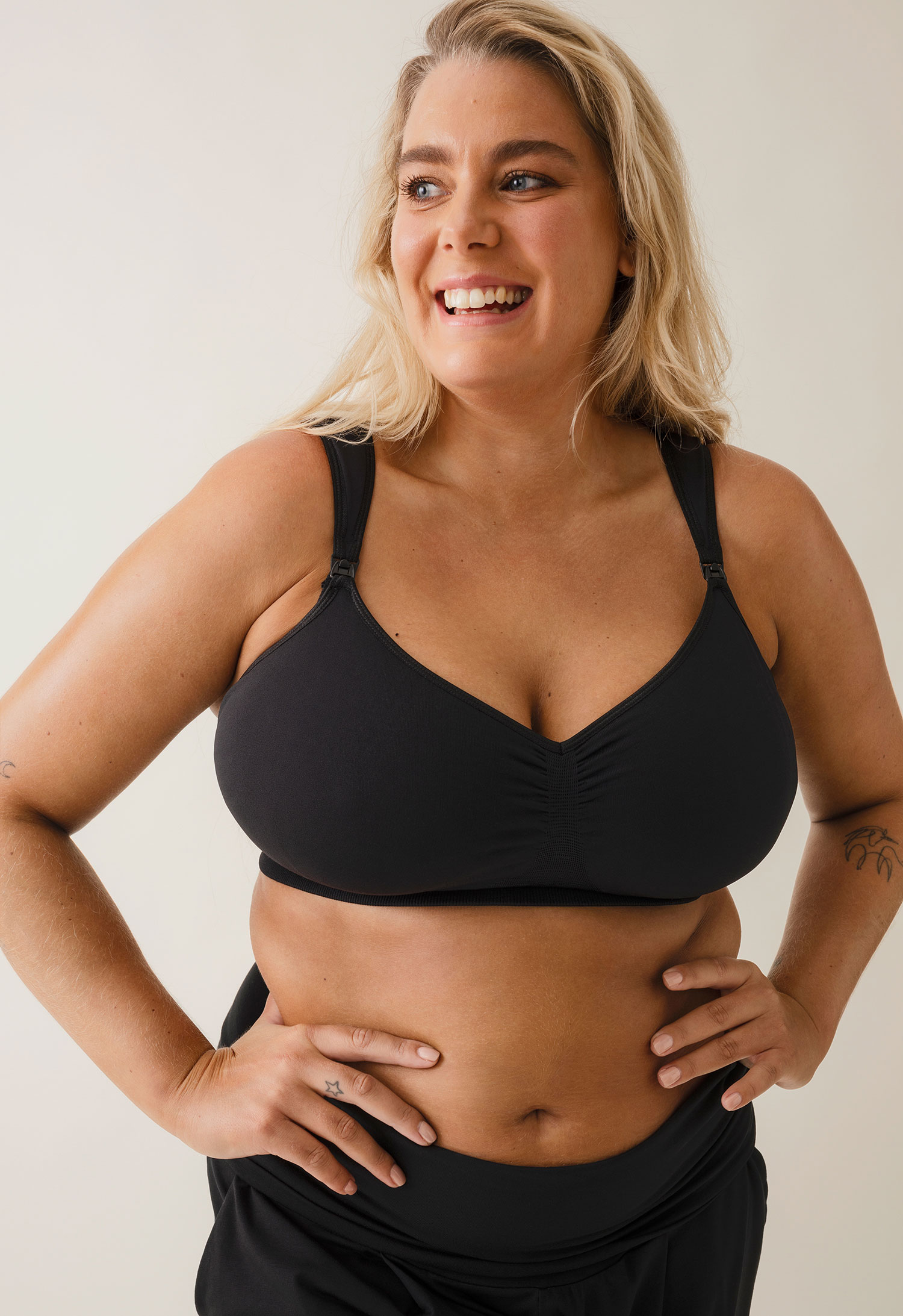 Stødig trådløs amme-BH 75C - 100G - Svart