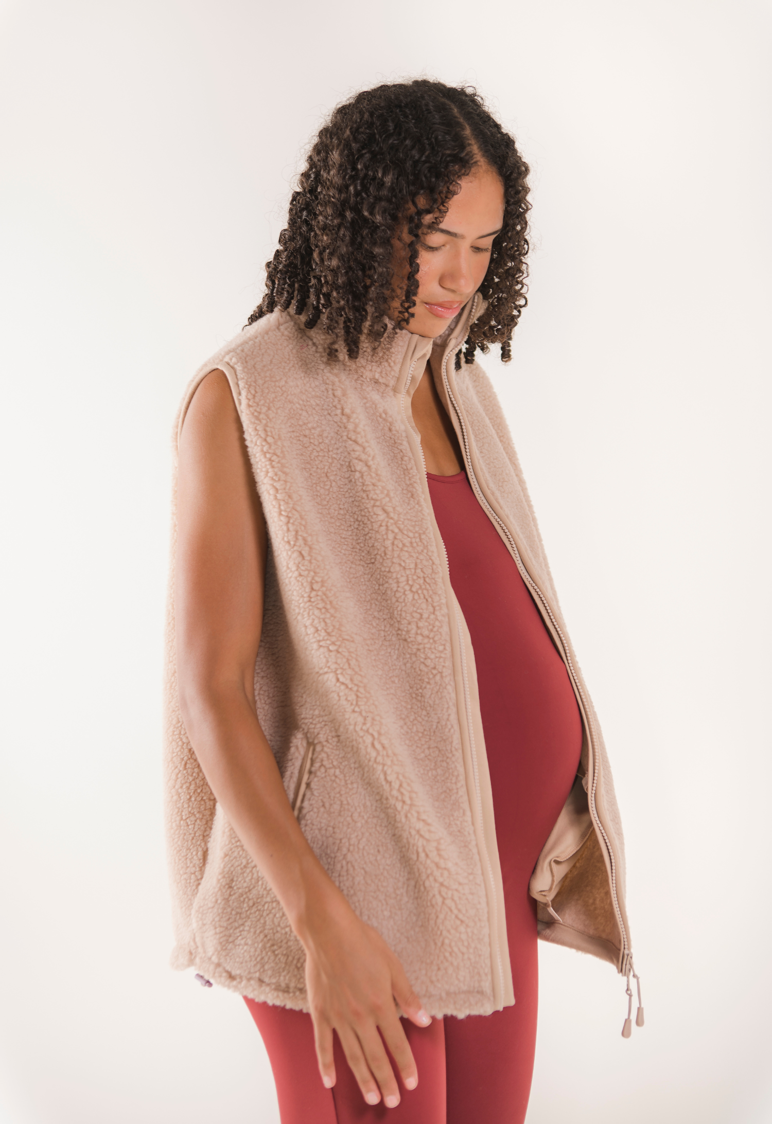 Plysj-fleecevest - beige gallery