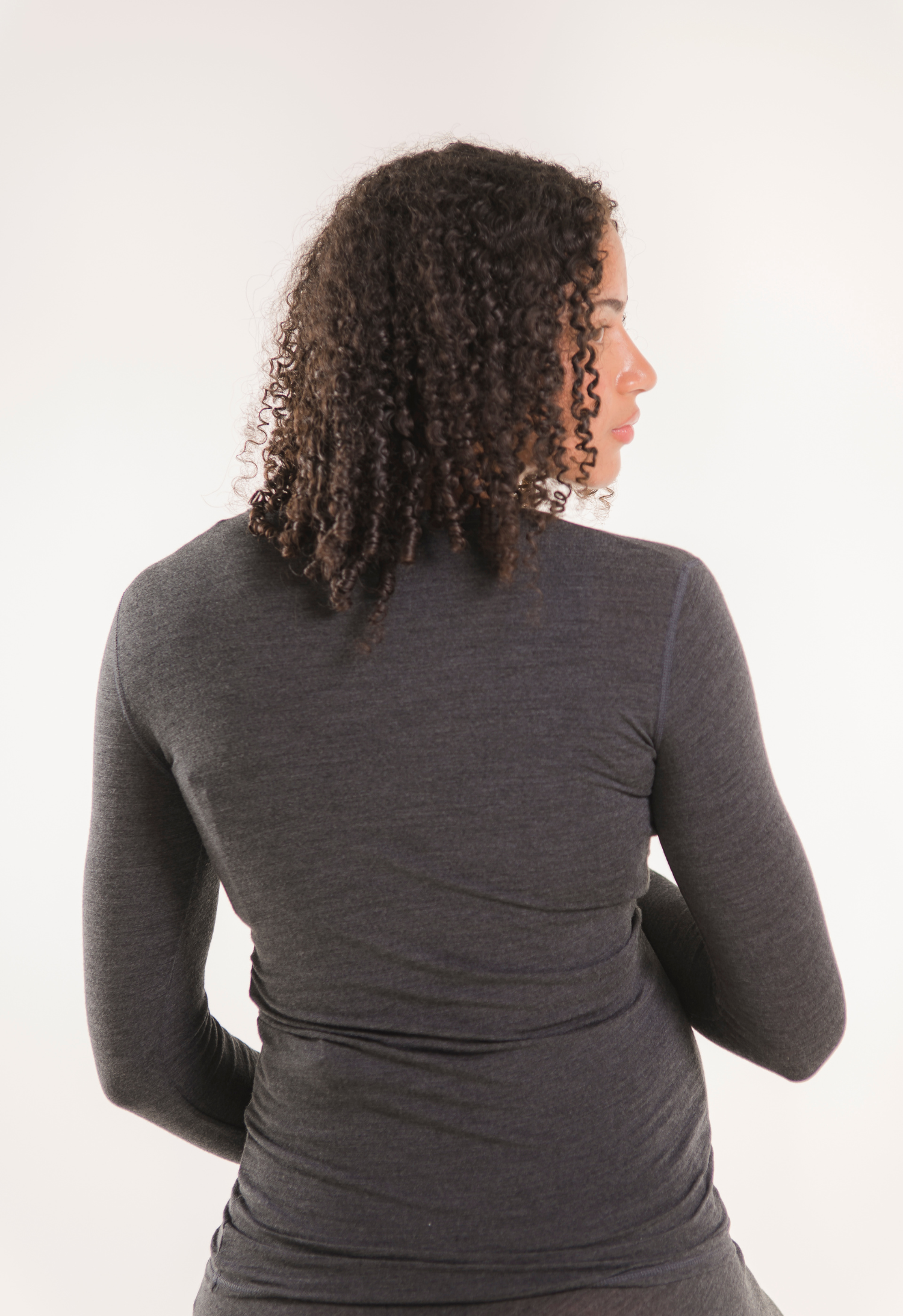 Ammetopp i merinoull - Mørkegrå melange gallery