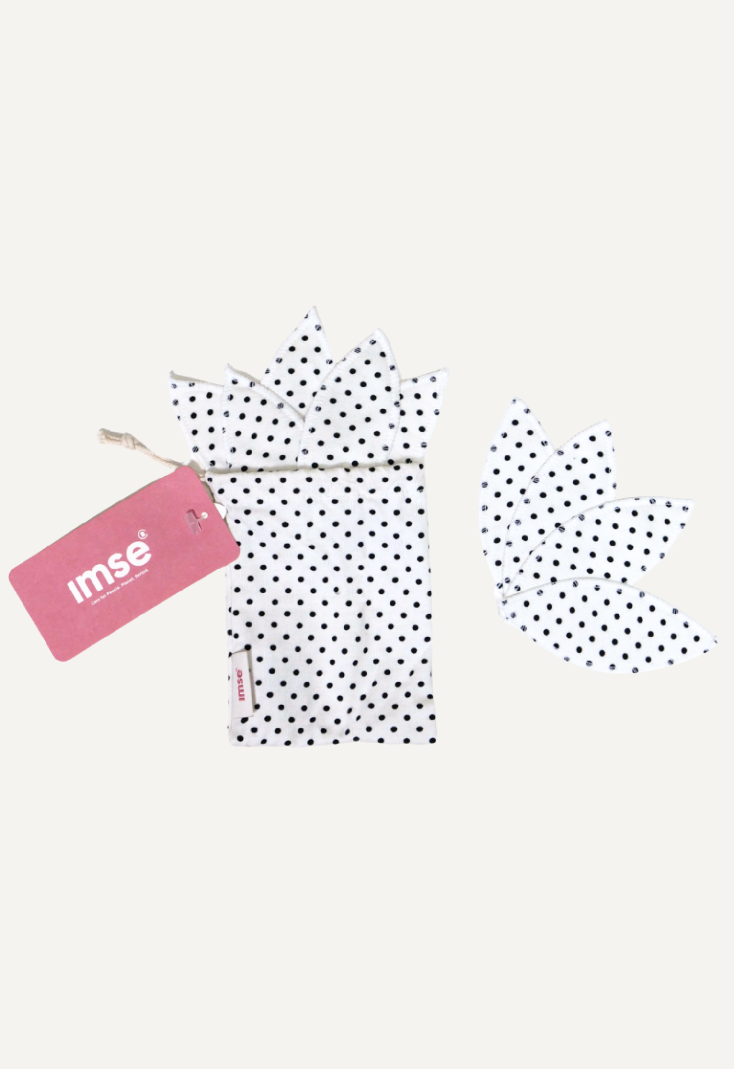 Labia-innlegg, svart med prikker, 10-pakning