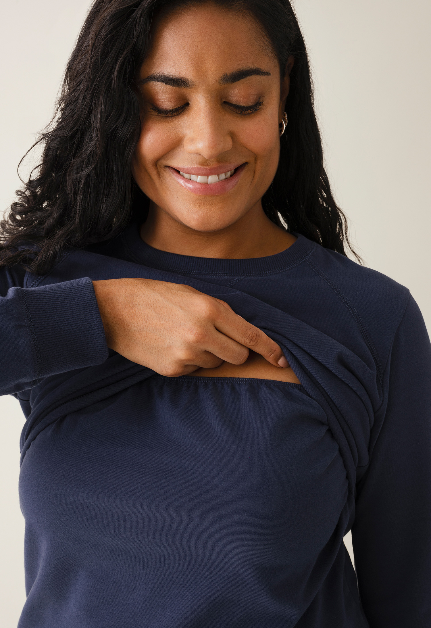 Collegegenser med fleeceforet ammefunksjon - Marineblå gallery