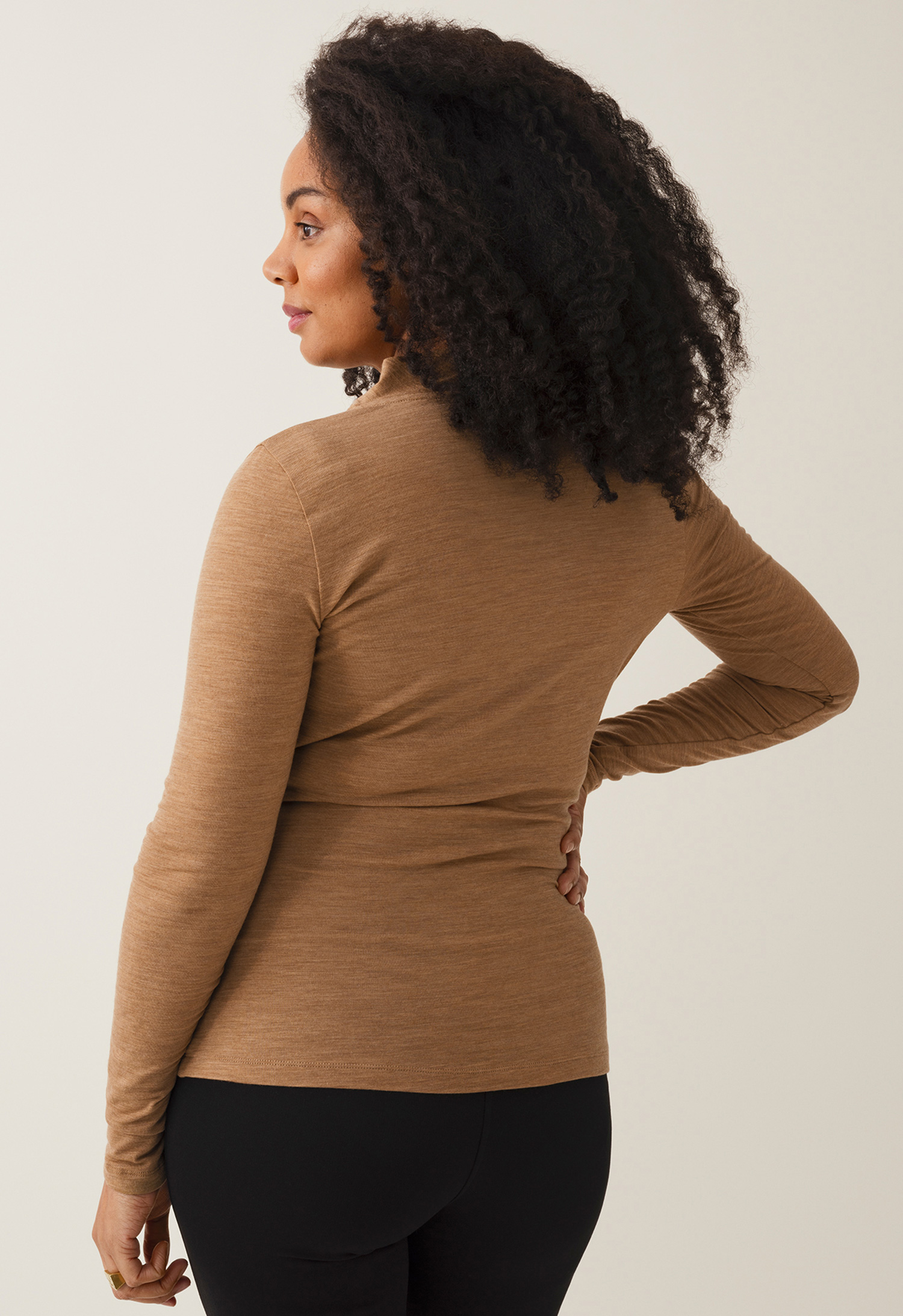 Omslagstopp i merinoull - brun melange gallery