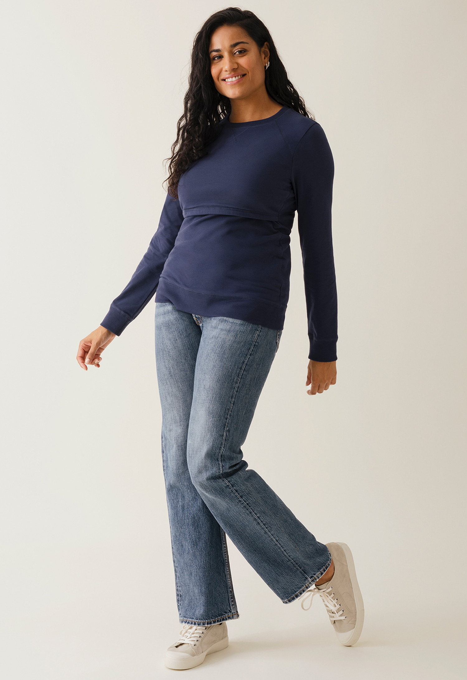 Collegegenser med fleeceforet ammefunksjon - Marineblå gallery