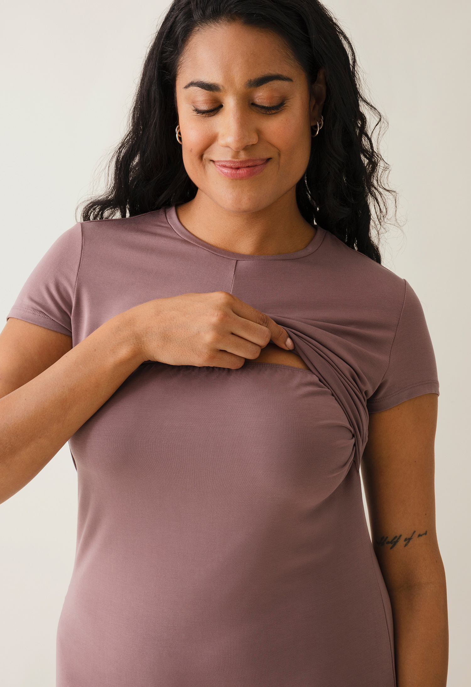 Festkjole med ammefunksjon - Mørk mauve gallery