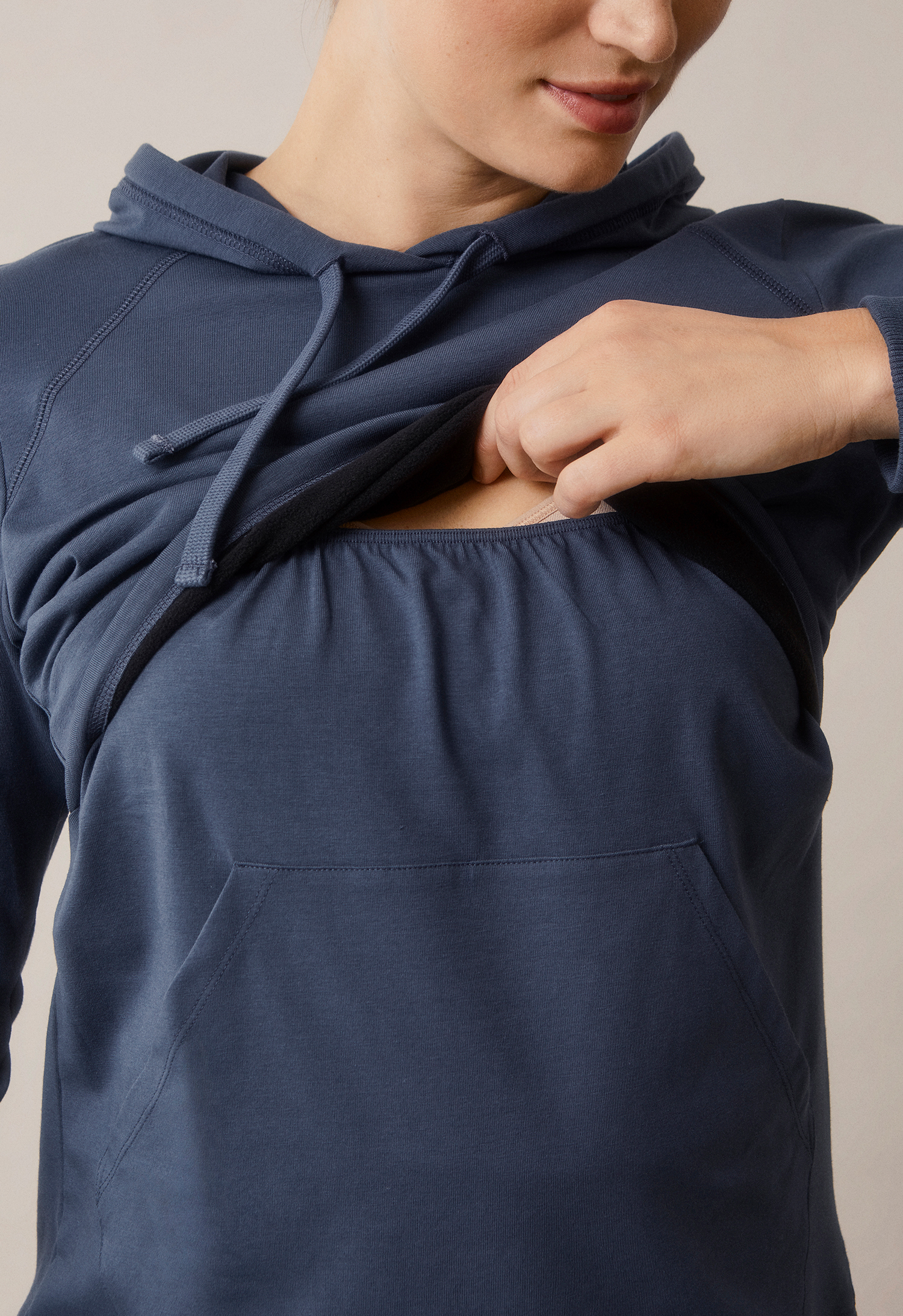 Hettegenser med fleeceforet ammefunksjon - Thunder Blue gallery