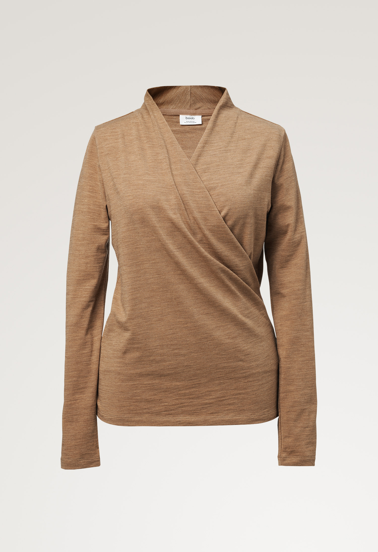 Omslagstopp i merinoull - brun melange gallery