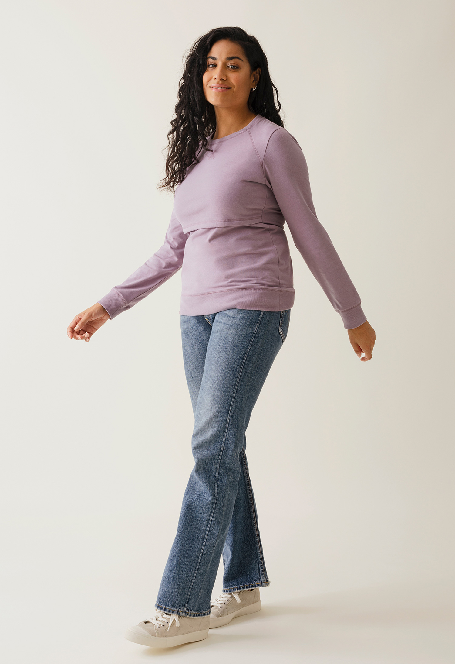 Sweatshirt med fleeceforet ammefunksjon - lavendel