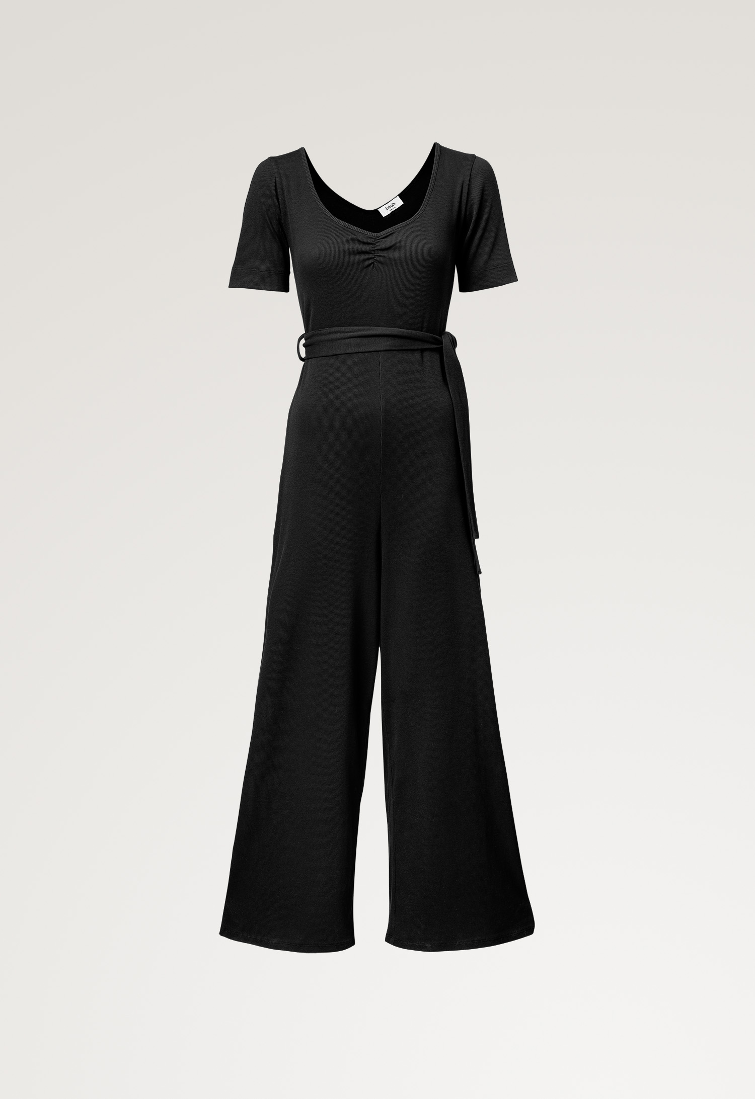 Ribbet gravidjumpsuit - Svart gallery