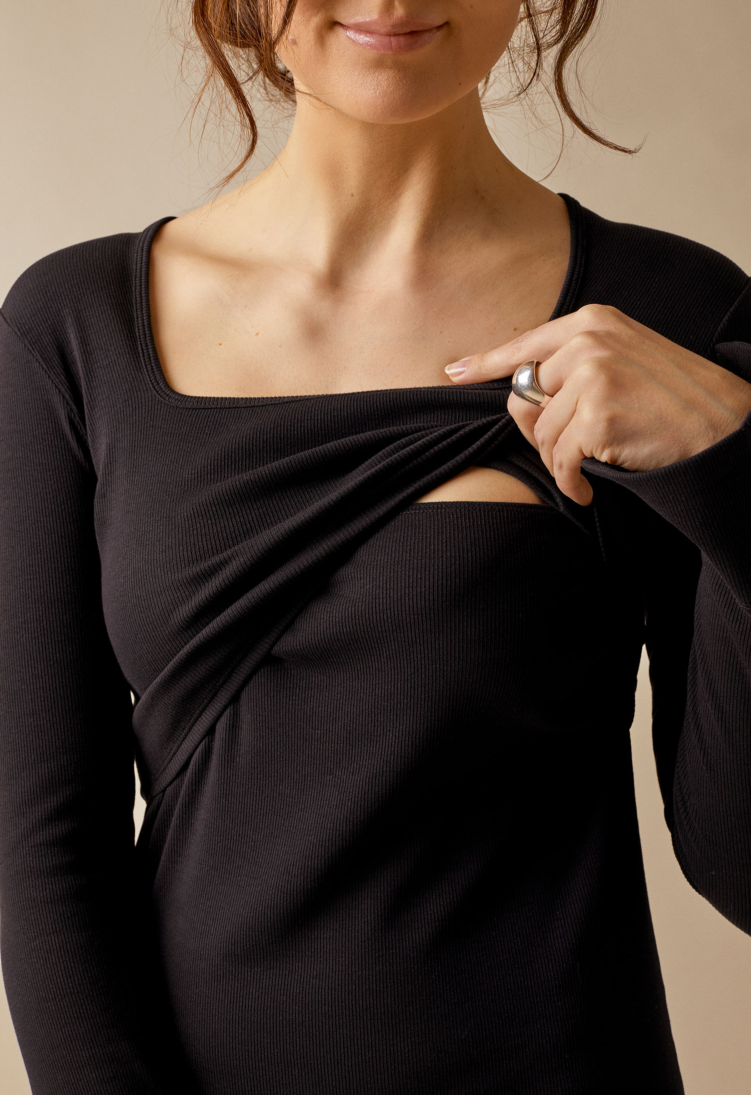 Signe langermet kjole - svart gallery