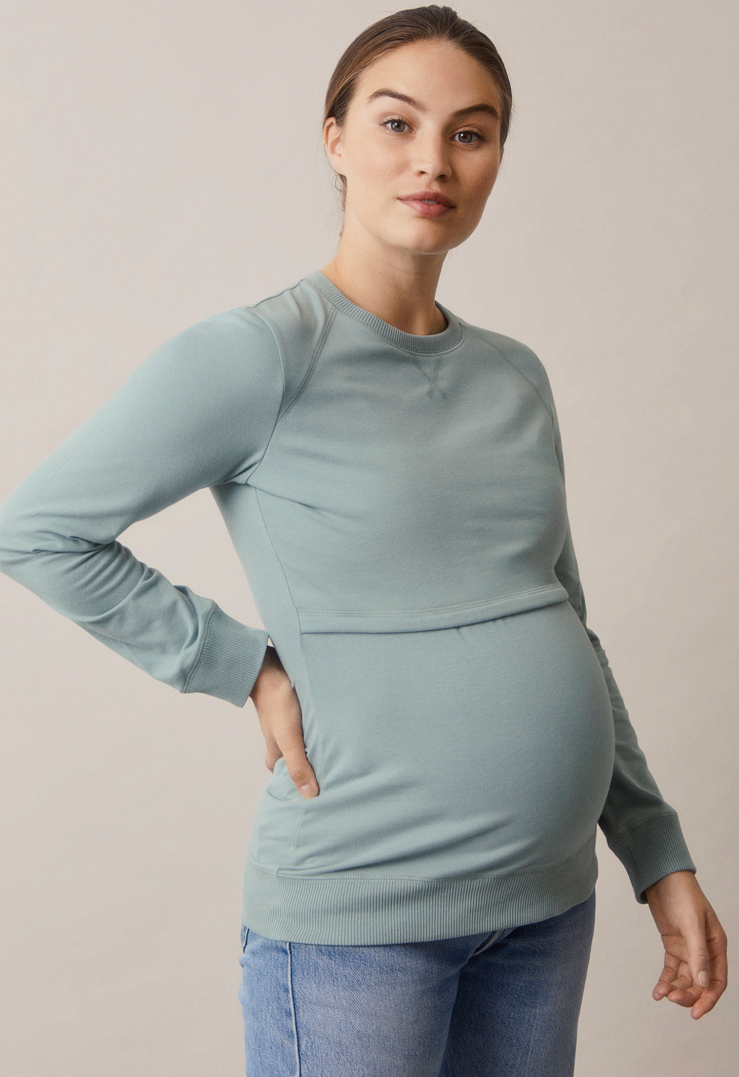 Collegegenser med fleeceforet ammefunksjon - Mint gallery