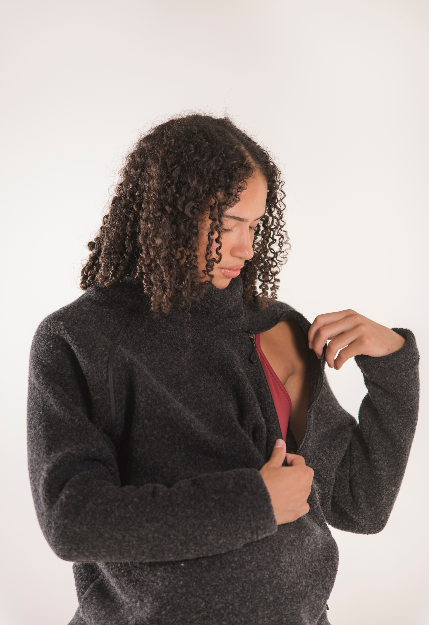 Fleecegenser i ull - Svart gallery