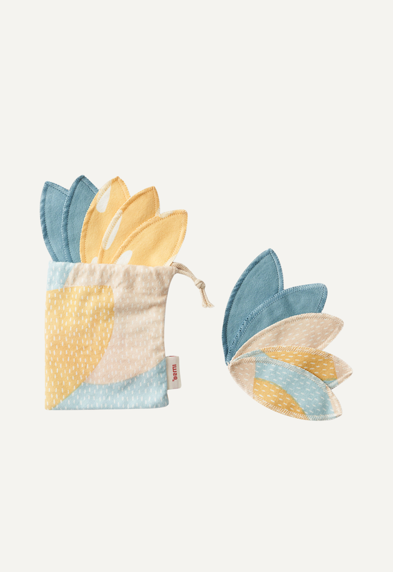 Labia-innlegg, blå med små prikker, 10-pakning