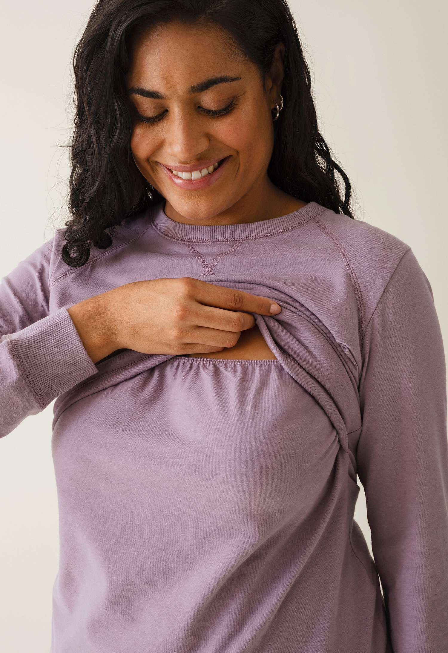 Sweatshirt med fleeceforet ammefunksjon - lavendel gallery