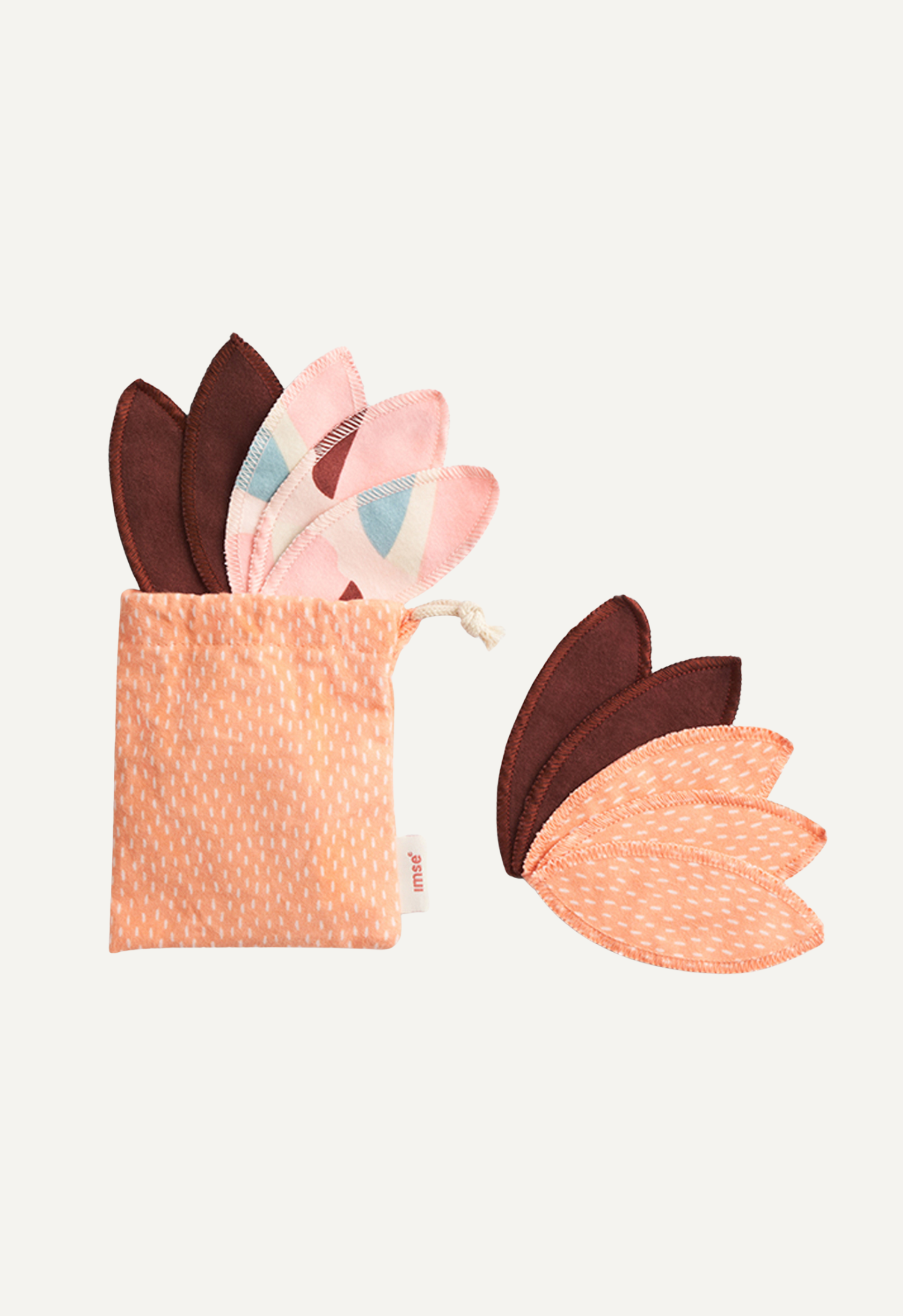 Labia-innlegg, oransje med små prikker, 10-pakning