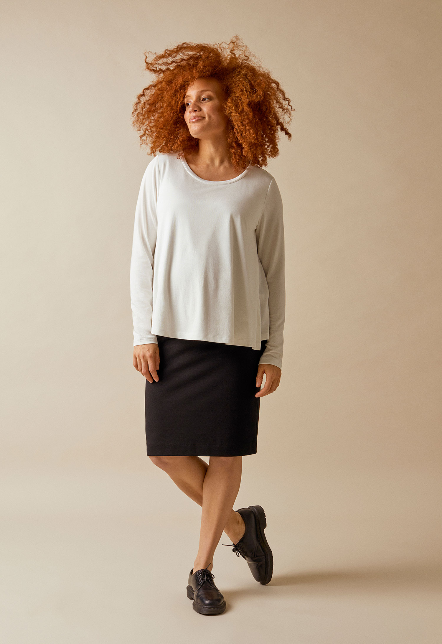 The-shirt langermet topp - Hvit