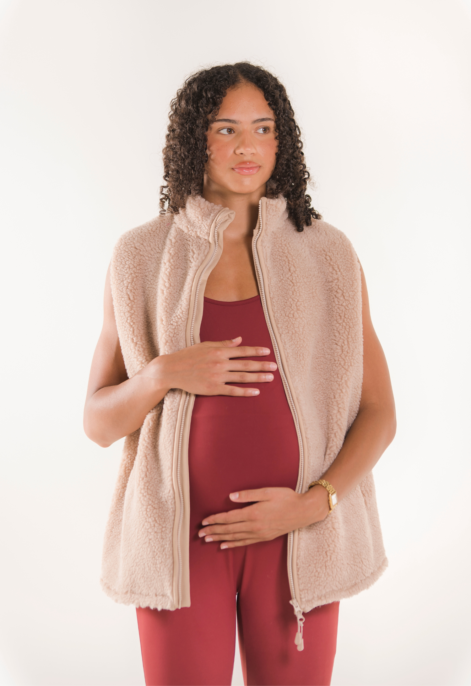 Plysj-fleecevest - beige gallery