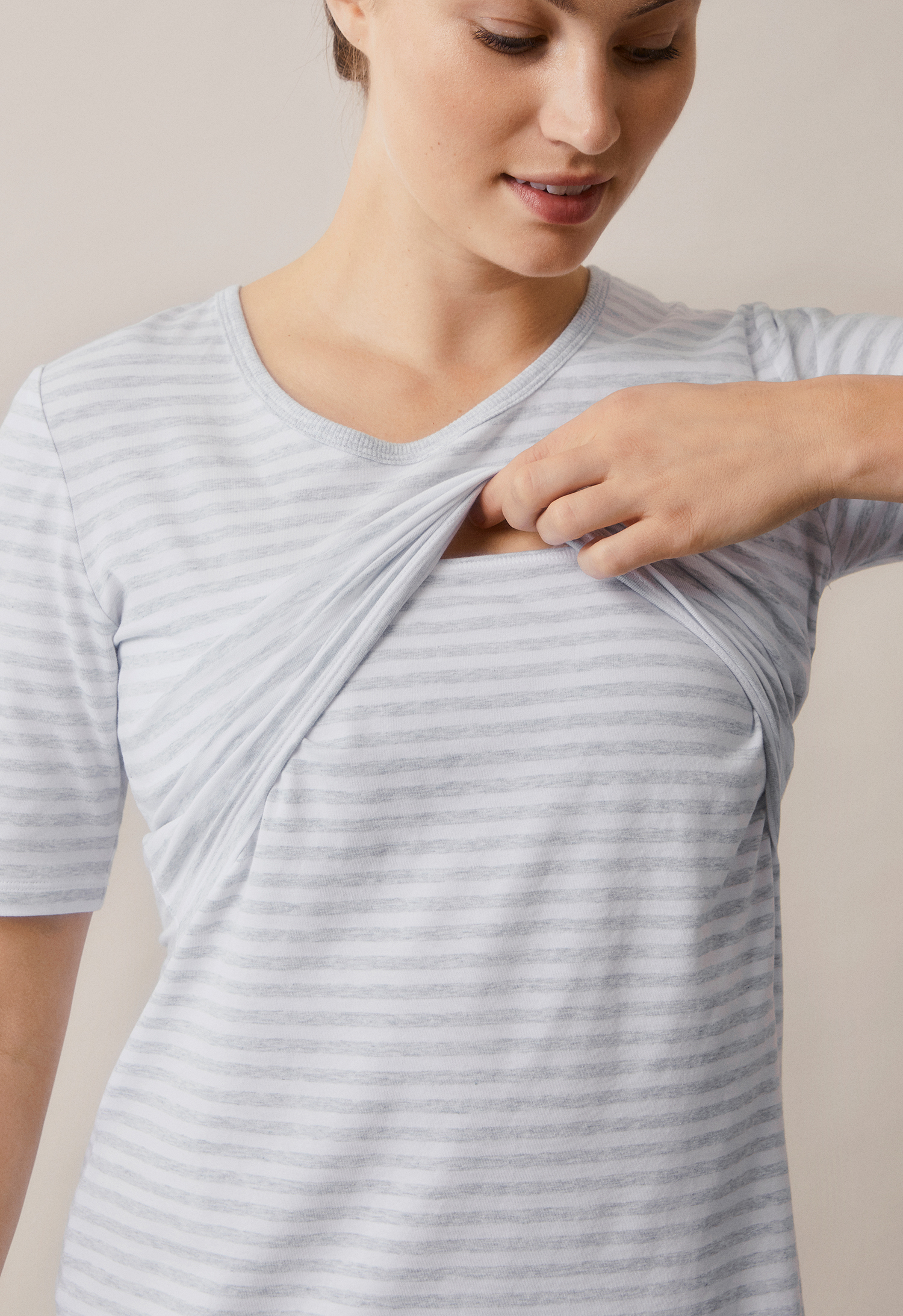 Nattkjole - hvit/gråmelert gallery